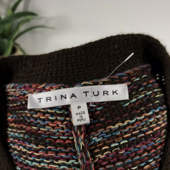 NWOT Trina Turk Grantham Sweater Cape Button Alpaca Blend Knit Poncho Size P / 0 - Picture 9 of 11